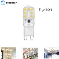 Zhuoxuan - Set mit 8 G9 LED-Leuchtmitteln, G9 led 220 v, Naturweiß 5500 k, 3 w, Halogen, entspricht 30 w [Energieklasse e] Bluedeer von ZHUOXUAN