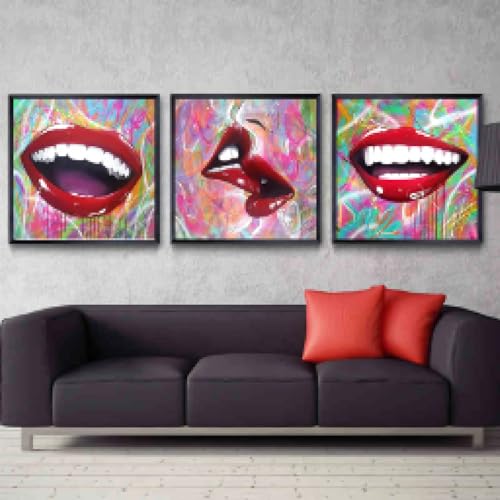 Lachender Mund, motivierende Kunst, Leinwandgemälde, rote Lippen, weiße Zähne, Posterdruck, Kussliebhaber, Wandbild für Raumdekoration, 70 x 70 x 3 cm, rahmenlos Lachender Mund, motivierende Kunst, Leinwandgemälde, rote Lippen, weiße Zähne, Posterdruck, Kussliebhaber, Wandbild für Raumdekoration, 70 x 70 x 3 cm, rahmenlos von ZHUOYA