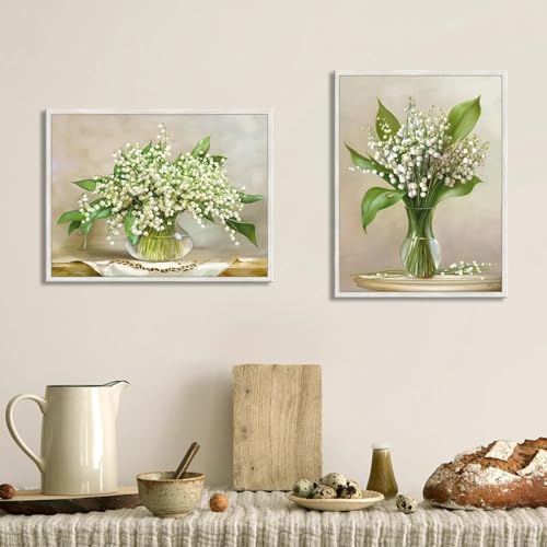 Maiglöckchen in einer Glasvase, Gemälde, Leinwand, Poster, Druck, frische hellgrüne Blumenbilder, Zimmer, Wandkunst, Dekor, 40 x 60 cm x 2, rahmenlos Maiglöckchen in einer Glasvase, Gemälde, Leinwand, Poster, Druck, frische hellgrüne Blumenbilder, Zimmer, Wandkunst, Dekor, 40 x 60 cm x 2, rahmenlos von ZHUOYA
