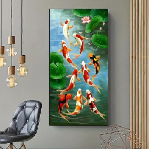 Klassische abstrakte Wandkunst, atemberaubende Koi- und Lotusblumen-HD-Leinwanddruck-Poster für Zuhause, Eingangsbereich, Schlafzimmer, Wohnzimmer, Dekoration, 80 x 120 cm, rahmenlos Klassische abstrakte Wandkunst, atemberaubende Koi- und Lotusblumen-HD-Leinwanddruck-Poster für Zuhause, Eingangsbereich, Schlafzimmer, Wohnzimmer, Dekoration, 80 x 120 cm, rahmenlos von ZHUOYA