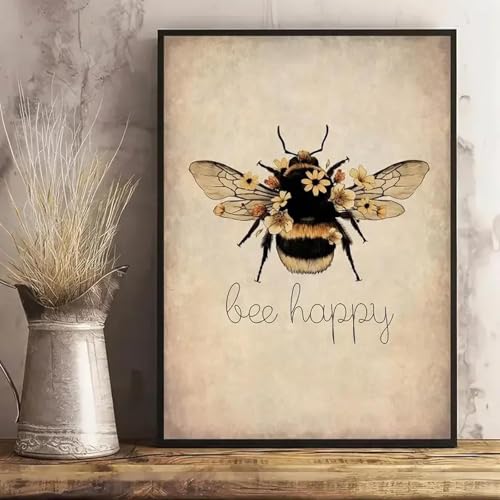 ZHUOYA Leinwandposter, Bee Happy Print – Bee Kind, Bee Yourself, Naturdruck, Wandkunst für Bienenliebhaber, für Wohnzimmer- und Schlafzimmer-Dekor, 30 x 50 cm, rahmenlos ZHUOYA Leinwandposter, Bee Happy Print – Bee Kind, Bee Yourself, Naturdruck, Wandkunst für Bienenliebhaber, für Wohnzimmer- und Schlafzimmer-Dekor, 30 x 50 cm, rahmenlos von ZHUOYA