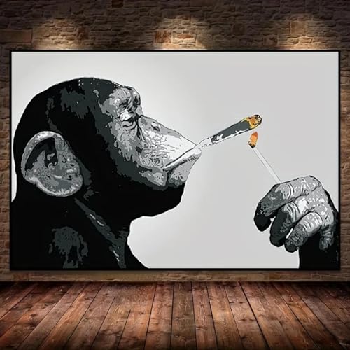 ZHUOYA Poster „Affen-Orang-Utan rauchende Zigarre“, abstraktes Tier-Leinwandgemälde, Wandkunst, Bild für Wohnzimmer, Heimdekoration, 70 x 100 cm, rahmenlos ZHUOYA Poster „Affen-Orang-Utan rauchende Zigarre“, abstraktes Tier-Leinwandgemälde, Wandkunst, Bild für Wohnzimmer, Heimdekoration, 70 x 100 cm, rahmenlos von ZHUOYA