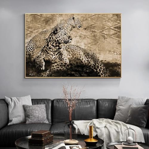 ZHUOYA Zwei afrikanische Retro-Geparden, Gemälde auf Leinwand, skandinavische Poster und Drucke, Cuadros, Wandkunst, Bilder für Wohnzimmer, 80 x 120 cm, rahmenlos ZHUOYA Zwei afrikanische Retro-Geparden, Gemälde auf Leinwand, skandinavische Poster und Drucke, Cuadros, Wandkunst, Bilder für Wohnzimmer, 80 x 120 cm, rahmenlos von ZHUOYA