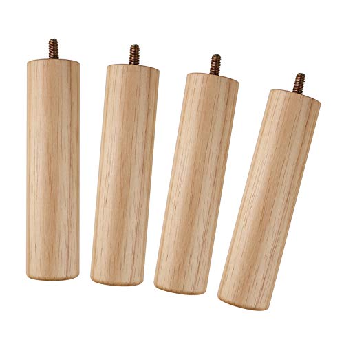 4Pcs Möbelfüße Möbelbeine,Küchentisch Füße,Zylinder Schränkefusse,Bett Beine,Sofa Beine,Eiche Ersatz DIY TV Schrank,Geeignet Für Schreibtisch,Frühstück Bar,Holzfarbe,Mit M8 Gewindestange(16cm) von ZHUOZ1T