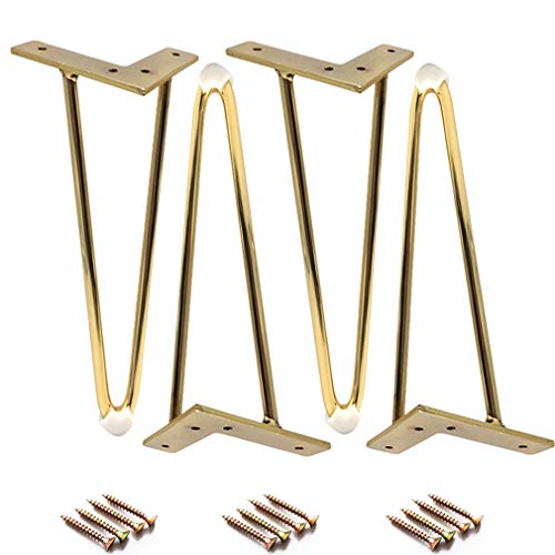 4er Set Metall Möbelfüße Möbelbeine,Hairpin Schrankbeine Sockelfuß,Dreieck Bett Fusse Aus Eisen,Sofabeine Tischbeine,für Couchtische TV-Schränke,Belastung 800KG,Mit Schraube,10-30cm(gold200mm) von ZHUOZ1T