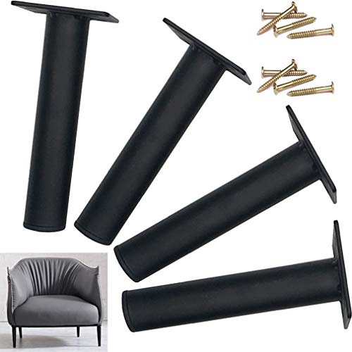 4er Set Metall-Möbelfüße Möbelbeine,Schwarze Sofa Beine,Küche Schrank Fusse,Ersatzfüße für Couchtisch,TV-Schrank,Schreibtisch, Frühstück Bar,Ottomane,Mit Schrauben,Last 800 kg,Runde Röhre(16cm) von ZHUOZ1T