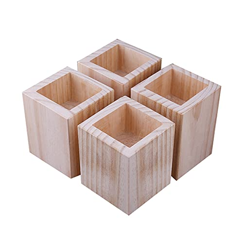 Möbel Risers aus Holz,Möbelerhöher Betterhöhung Tischerhöher, Bed Riser,Quadrat Elefantenbein,für DIY Schreibtischfüße Sofafusse Tischbeine,4 Stück,Holzfarbe (5 * 5 * 10cm) von ZHUOZ1T