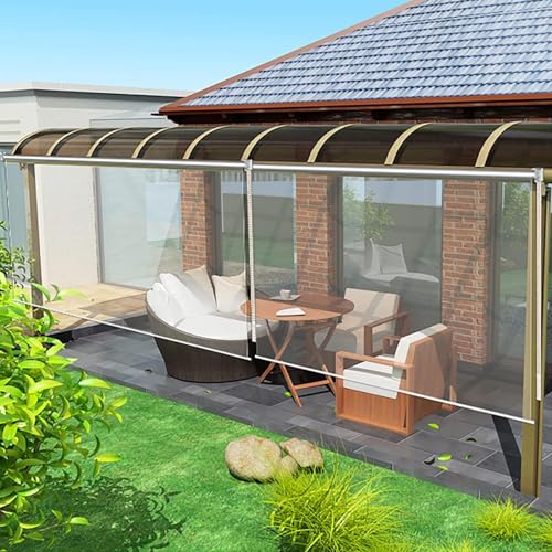 Transparente Wasserdichter Rollo,Wasserdicht Winddicht Vorhänge,PVC-Kunststoff-Regenschutz-Fenster-Rollos,Trennvorhang,für Draussen Garage Terrassen Garten,Breite x Höhe (90x160cm) von ZHUOZ1T