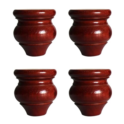 ZHUOZ1T 4er Set Massivholz Möbelbeine Stützbeine Möbelfüße,Eiche Runde Ersatz Sofafüße,Holz Brötchenfüße,für TV-Schrank,Kabinett,Couchtisch,Frühstücksbars,Mit Zubehör (10cm,Rot) von ZHUOZ1T