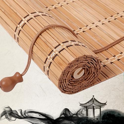 ZHUOZ1T Bambusrollo Retro Bambus Rollo Raffrollo Sonnenschutz Sichtschutz Seitenzugrollo Lichtfilter Belüftung Jalousie,für Fenster Tür,Anpassbar,Breite×Höhe (55cm x 240cm,F-Carbonized) von ZHUOZ1T