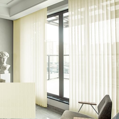 ZHUOZ1T Lamellenvorhang raumverdunkelnd 100% Komplettset Vertikaljalousie,Blickdicht lichtdurchlässig Tür Fenster Lamellen Rollo Schiebegardine,Breite×Höhe (165cm x 200cm,Beige) von ZHUOZ1T