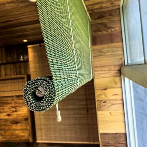ZHUOZ1T Retro Bambusrollo Bambus Raffrollo Natur Holzrollos 95% Verdunkelungsrollo Sonnenschutz Sichtschutz Rollo Seitenzugrollo, für Fenster und Türen,Blickdicht,Breite×Höhe (60cm x 200cm) von ZHUOZ1T
