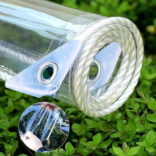 ZHUOZ1T Transparente Plane mit Ösen,0.35mm PVC wasserdichte Klare Abdeckplane Tarps,Regenschutz Plane,Durchsichtig Faltbar,für Gartenmöbel Pflanzen Gewächshaus Camping Vordach (2.3m x 2.2m) von ZHUOZ1T
