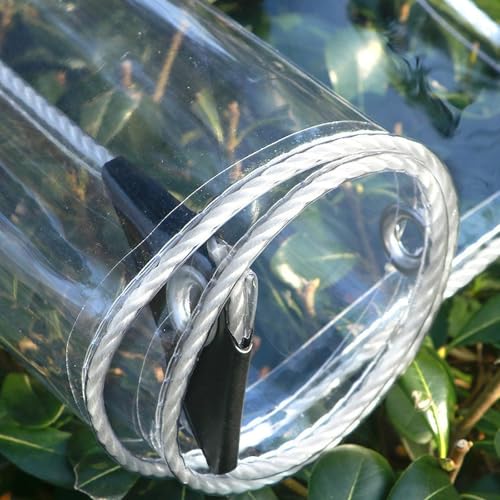 ZHUOZ1T Transparente Plane - mit ösen,Durchsichtige Wasserdicht Abdeckplane,0.35mm Dick Multifunktionale PVC Schutz Abdeckung,für Auto,Camping,Gartenmöbel,mit Seil,Anpassbar (150cm x 250cm) von ZHUOZ1T