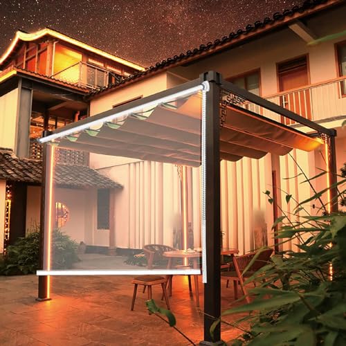 ZHUOZ1T Transparentes Wasserdichtes Rollo,Winddichter Vorhang aus Kunststoff,PVC Regenschutz Vorhang,für Outdoor Garten Balkon Terrassen Tür,Durchsichtig,Breite x Höhe (150x220cm) von ZHUOZ1T