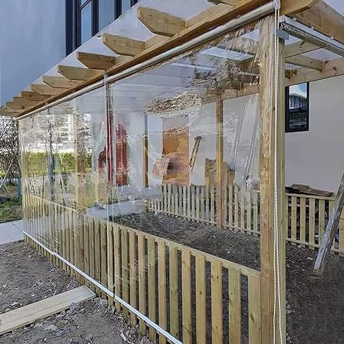 ZHUOZ1T Wasserdichtes Transparentes Rollo,Durchsichtige Gartenrollos,PVC Kunststoff Vorhang,Winddichter Staubdicht Regenschutz Fenster Rollos,für Outdoor Balkon Terrassen,Breite x Höhe (160x200cm) von ZHUOZ1T