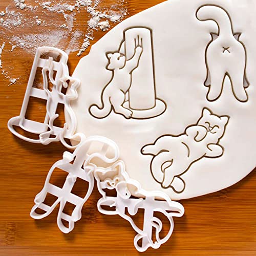 ZHUOZZ Cartoon Osterei Cookie Embosser Form, süße Hase Küken geformt Fondant Zuckerguss Keks Stanzform Set, Backen Kuchen Entschichtungswerkzeug (3Stk-Katze) von ZHUOZZ