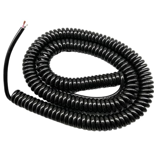 2-adriger 1,5-mm2-Feder-Teleskopdraht, Spiraldraht, Stretch, schwarzes, reines Kupfer, Spiralkabel, Spiralverlängerung(Stretch 5 Meters) von ZHURDFT