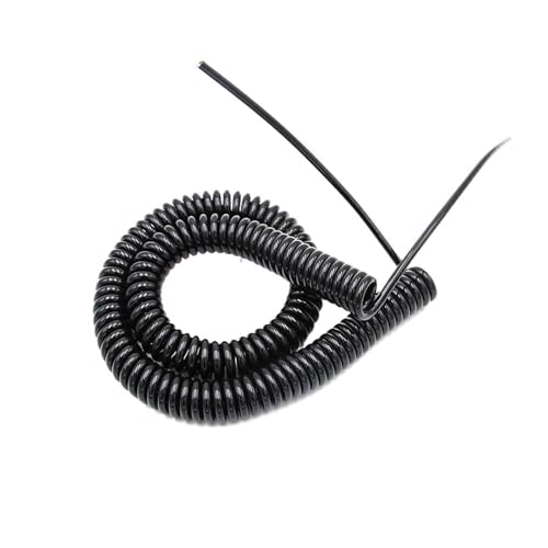 2-adriges, erweiterbares Netzkabel, schwarze Feder, Teleskop-Spiralkabel, 24 AWG, 20 AWG, 17 AWG, 14 AWG, 2,5–7,5 m Spiralverlängerung(2 core 20AWG,Line length 7.5 meter) von ZHURDFT