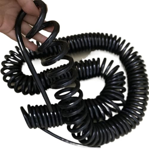 3-adriges elastisches Zugkabel, schwarz, 4 mm, quadratisch, 30 A, Feder-Netzkabel, Kupferspirale, Teleskopdraht, Spiralverlängerung(Stretch 7 meter) von ZHURDFT