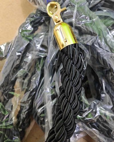 Abspannseil, Seil, 2 Stück, gedrehtes Nylonseil mit polierten Metallhaken, Absperrseil for Veranstaltungen/Hochzeiten/Hotels/Bankwarteschlangen(Gold Hook,1m/3.3ft) von ZHURDFT
