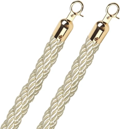 Abspannseil, Seilabsperrung, beige, Pfostenseil, 3 4 5 6 Fuß, roter Teppich, Eventpartys, Hängeseilabsperrung mit Karabinerhaken aus Edelstahl(Gold Hook,2m/6.6ft) von ZHURDFT