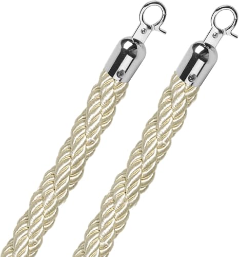 Abspannseil, Seilabsperrung, beige, Pfostenseil, 3 4 5 6 Fuß, roter Teppich, Eventpartys, Hängeseilabsperrung mit Karabinerhaken aus Edelstahl(Silver Hook,0.9m/3ft) von ZHURDFT