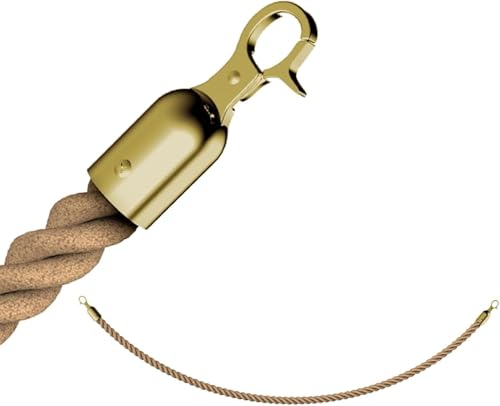 Abspannseil, Seile, gedrehte Seile, Absperrungen mit Metallkarabinerhaken, Absperrseil for Warteschlangen, for Hotels, Geschäfte, Kinos, Restaurants(Gold Hooks,120cm/47.2 in) von ZHURDFT