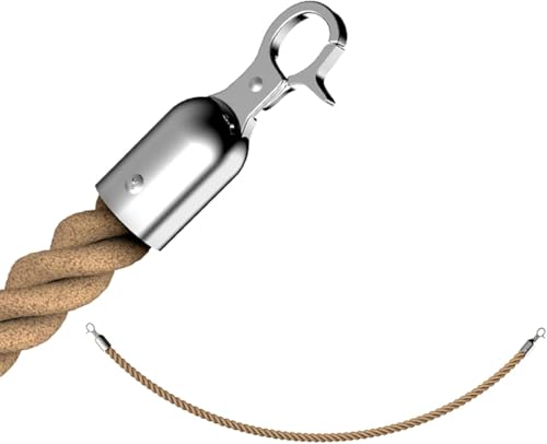 Abspannseil, Seile, gedrehte Seile, Absperrungen mit Metallkarabinerhaken, Absperrseil for Warteschlangen, for Hotels, Geschäfte, Kinos, Restaurants(Silver Hooks,350cm/137.8 in) von ZHURDFT