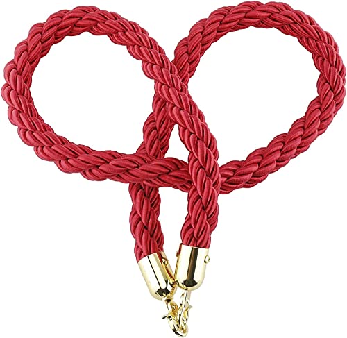 Abspannseil, Seile, geflochtene Absperrseile aus Hanf mit vergoldeten Karabinerhaken aus Edelstahl, Warteschlangen-Trennpfosten, gedrehtes Seil for Hotels, Konzerte, Theater(1 Pack,4.5m/14.7ft) von ZHURDFT