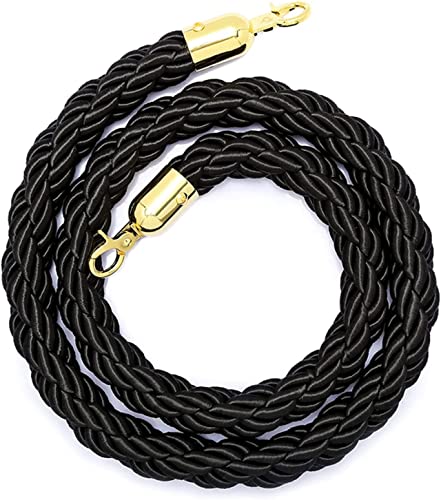 Abspannseil, Seile for Aufhängen, geflochtenes Hanfseil for Spielplätze/andere öffentliche Bereiche, goldener Haken aus Edelstahl(Black,2m/7ft) von ZHURDFT