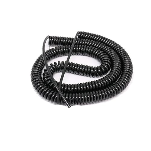 Dehnbarer Draht mit reinem Kupferkern, 5–10 m, schwarzes Teleskop-Netzkabel, Federspirale, Spiralverlängerung(5 meter Straight Length) von ZHURDFT