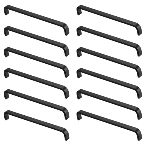 Schrankgriffe, 12 Stück schwarze Schrankgriffe, Türgriffe for Küchenschubladen, mit Schrauben, Ersatzgriff aus Aluminiumlegierung for Schlafzimmer, Badezimmermöbel, Kleiderschrank, Kommode(256mm) von ZHURDFT