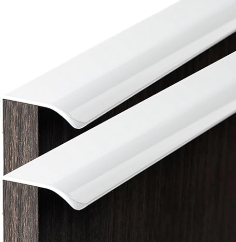 Schrankgriffe, 2 Stück 128 mm Schrankgriff, Aluminiumlegierung, Fingerkanten-Zuggriff, verdeckte Möbelgriffe, moderner Schubladengriff, weiß(Rounded Angle,Length 800mm) von ZHURDFT