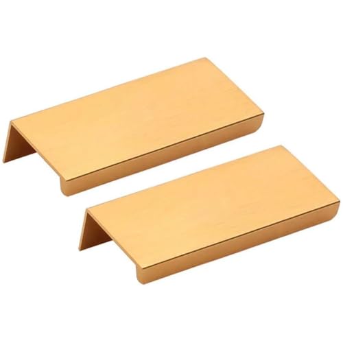 Schrankgriffe, 2 Stück Schranktürkantengriff, goldene, unsichtbare Türgriff-Zugknöpfe aus Aluminiumlegierung, unsichtbarer Schubladengriff for Kommoden, Schubladen, Kleiderschränke(Length: 100 mm) von ZHURDFT