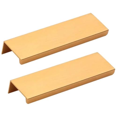 Schrankgriffe, 2 Stück Schranktürkantengriff, goldene, unsichtbare Türgriff-Zugknöpfe aus Aluminiumlegierung, unsichtbarer Schubladengriff for Kommoden, Schubladen, Kleiderschränke(Length: 150 mm) von ZHURDFT