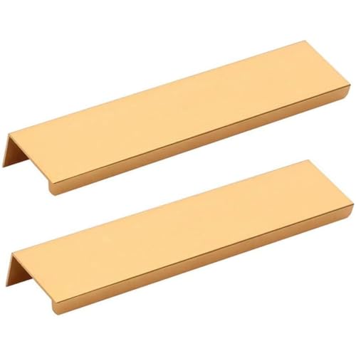 Schrankgriffe, 2 Stück Schranktürkantengriff, goldene, unsichtbare Türgriff-Zugknöpfe aus Aluminiumlegierung, unsichtbarer Schubladengriff for Kommoden, Schubladen, Kleiderschränke(Length: 200 mm) von ZHURDFT