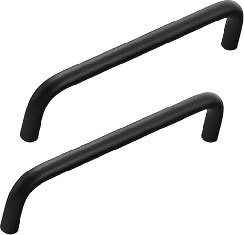 Schrankgriffe, 2 Stück massiver runder Griff aus Aluminiumlegierung, 80 mm Lochmittenabstand, U-förmiger Schrankbeschlaggriff for Schlafzimmer, Badezimmer, Küchenschränke, Türen(Black,Length 190mm) von ZHURDFT