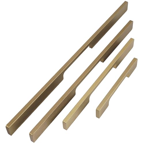 Schrankgriffe, 4 Stück Schranktürgriffe, lange Küchenschrankgriffe aus gebürstetem Messing, Schranktürgriff Aluminiumlegierung for Küchenschrankschubladengriff, golden(1200mm) von ZHURDFT