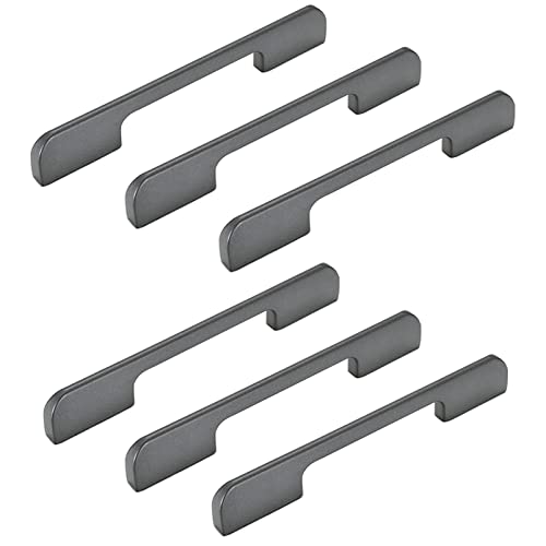 Schrankgriffe, 6er-Pack Schrankgriffe, Schubladengriffe aus Aluminiumlegierung, graue, modische Küchengriffe, Kleiderschrankgriffe, Möbelbeschläge, Badezimmer-Kommodengriffe(Hole centers:96mm) von ZHURDFT