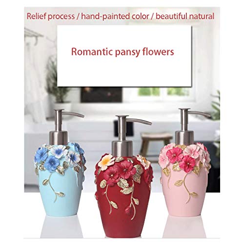 Seifenspender, Seifenspender for die Arbeitsplatte, 2,3" x 6,8" Lotionpumpe 250ml 8,4oz, Seifenhalter Harz Duschspender for Badezimmer Spülmittel(Pink+red) von ZHURDFT