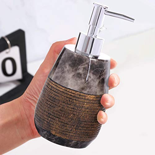 Seifenspender, Seifenspender for die Arbeitsplatte, Duschpumpe, weißer for Badezimmer, Küchenarbeitsplatte, Lotion- und Flüssigkeitsspender, Seifenflasche 11,8 oz, von Hand(Gold Dots) von ZHURDFT