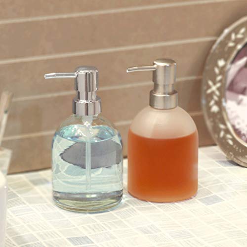 Seifenspender, Seifenspender for die Arbeitsplatte, Glas-Seifenspender mit ABS-Pumpe, Shampoo- und Duschgel-Seifenpumpe, Drücken Sie Seifenflasche, weiß, 425 ml(Soap Pump C) von ZHURDFT