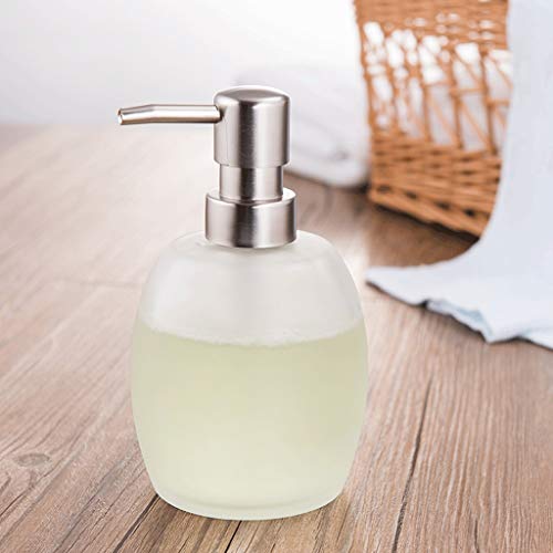 Seifenspender, Seifenspender for die Arbeitsplatte, Glas-Seifenspender mit ABS-Pumpe, Shampoo- und Duschgel-Seifenpumpe, Drücken Sie Seifenflasche, weiß, 425 ml(Soap Pump a) von ZHURDFT