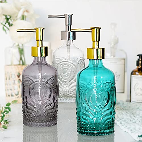 Seifenspender, Seifenspender for die Arbeitsplatte, aus, drei Muster, leicht zu entnehmende Flüssigseifenpumpe, 354 ml, nachfüllbare Lotionspender(2 Pack(gray+green)) von ZHURDFT