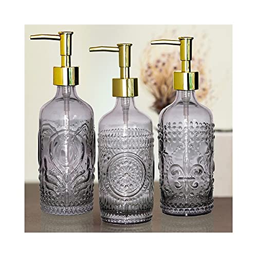 Seifenspender, Seifenspender for die Arbeitsplatte, aus, drei Muster, leicht zu entnehmende Flüssigseifenpumpe, 354 ml, nachfüllbare Lotionspender(Gray Peacock Tail) von ZHURDFT