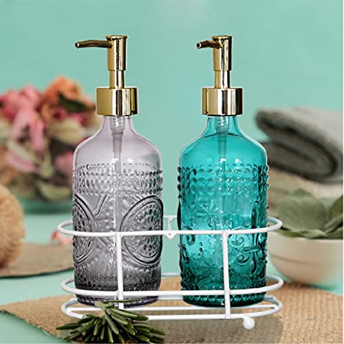 Seifenspender, Seifenspender for die Arbeitsplatte, aus, drei Muster, leicht zu entnehmende Flüssigseifenpumpe, 354 ml, nachfüllbare Lotionspender(Gray Sun Flower) von ZHURDFT
