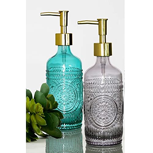 Seifenspender, Seifenspender for die Arbeitsplatte, aus, drei Muster, leicht zu entnehmende Flüssigseifenpumpe, 354 ml, nachfüllbare Lotionspender(Green Sun Flower) von ZHURDFT