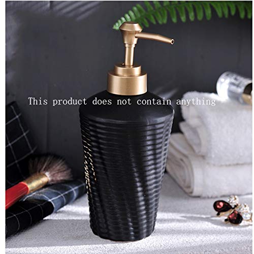 Seifenspender, Seifenspender for die Arbeitsplatte, aus Keramik, 325 ml Pumpflasche for Flüssigseife for Badezimmer, Waschtisch, Küche – Handseife(Dazzling Black) von ZHURDFT