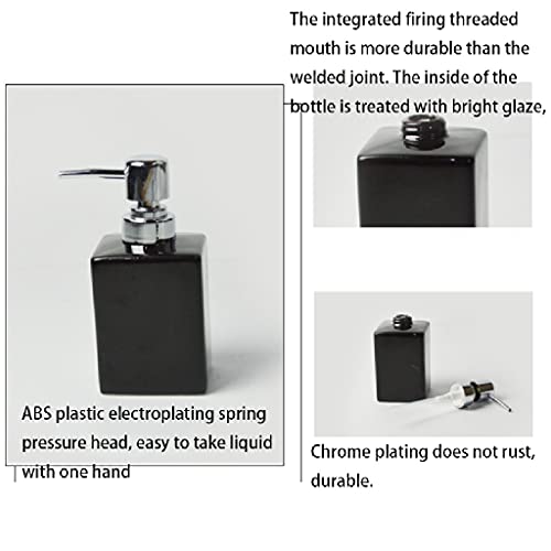Seifenspender, Seifenspender for die Arbeitsplatte, aus Keramik in Volltonfarbe, nachfüllbare Lotionspender for Badezimmer und Küche, mit Seifenpumpe(Black) von ZHURDFT
